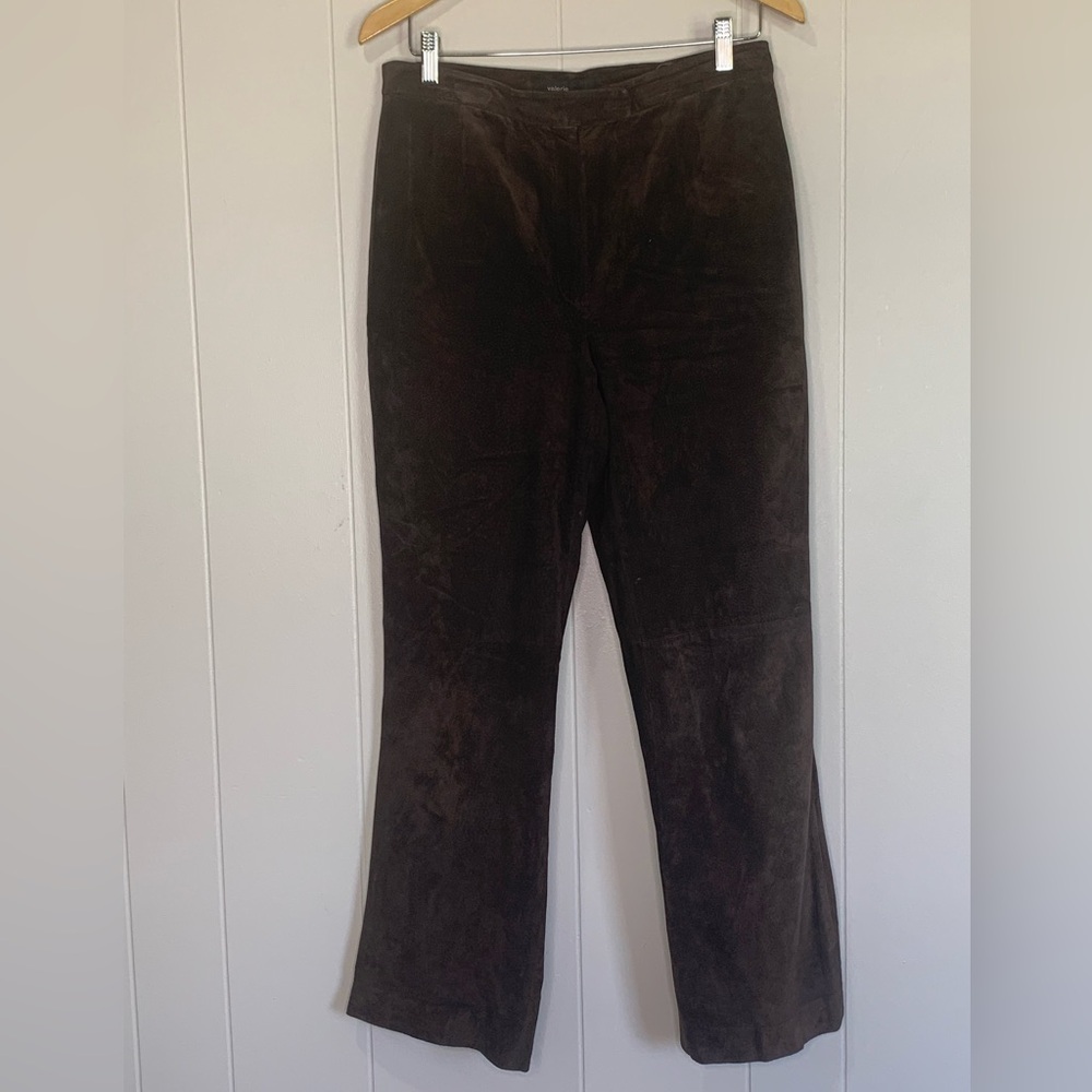 Women’s brown, leather / suede Valarie Stevens pants size 10 petite